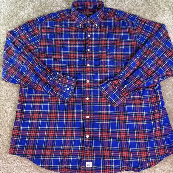 Vineyard Vines Murray Shirt Men's XL Flannel Red Blue Plaid Button Down E455 - Picture 1 of 11